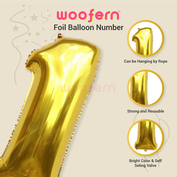 Golden Foil Balloon Number 1 16 inch-3