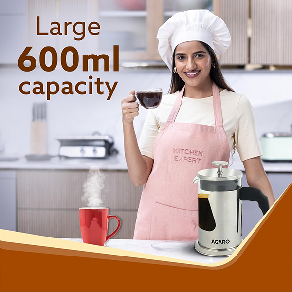 AGARO Crystal French Press Coffee Maker - 600 ML-1