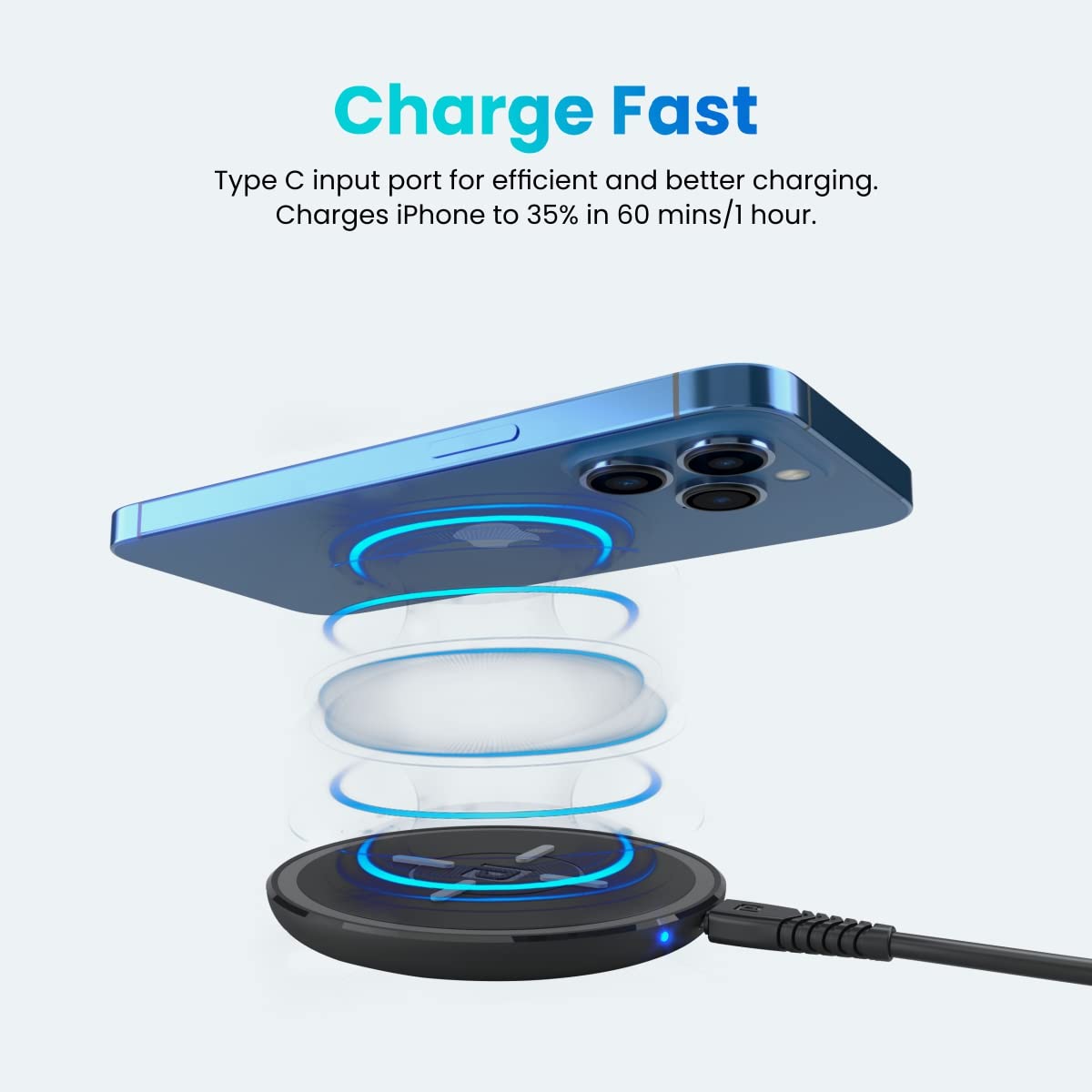 Portronics Freedom 2 15W Wireless Charging Pad for iPhone 13/Samsung Mobile(Black)-8