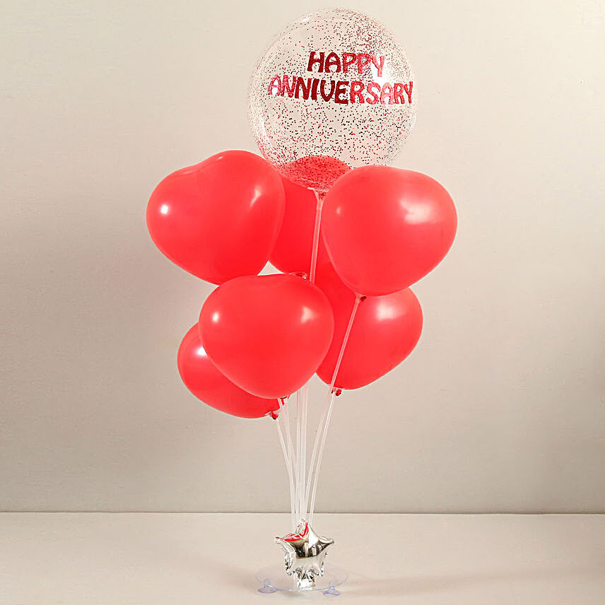 Red Heart Anniversary Balloon Bouquet-0