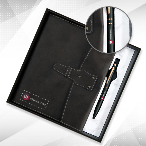 Personalized Employee Welcome Kit 2-in-1 Diary & Pen (Black & Grey)