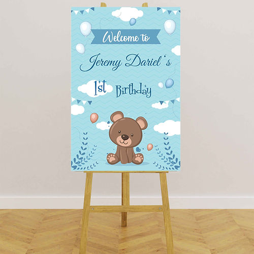 Teddy Bear-Themed Birthday Party Welcome Board