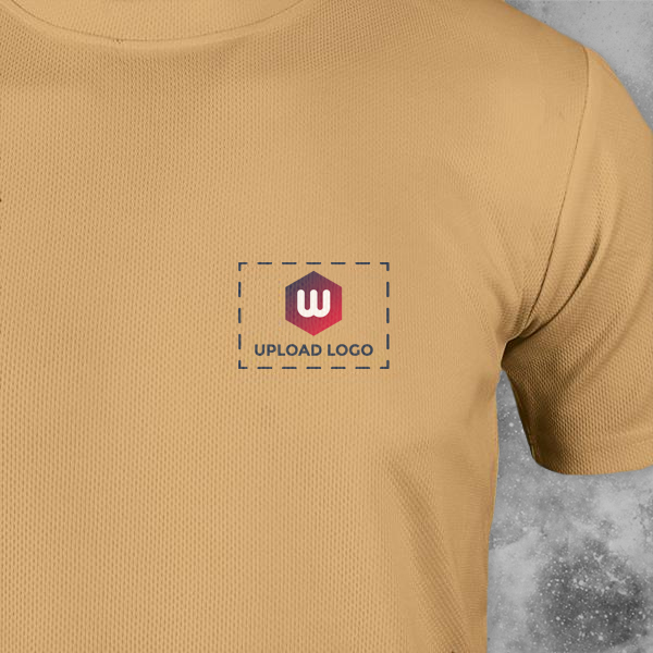 ACTI-RUNN Premium Men's Polyester T-Shirt (Beige)– Custom Logo-1