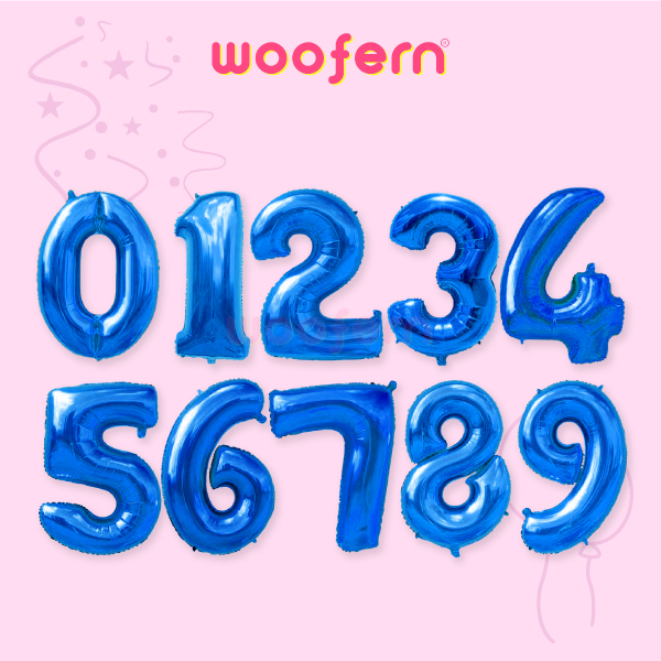 Blue Foil Number Balloon 0 to 9 Balloons Set