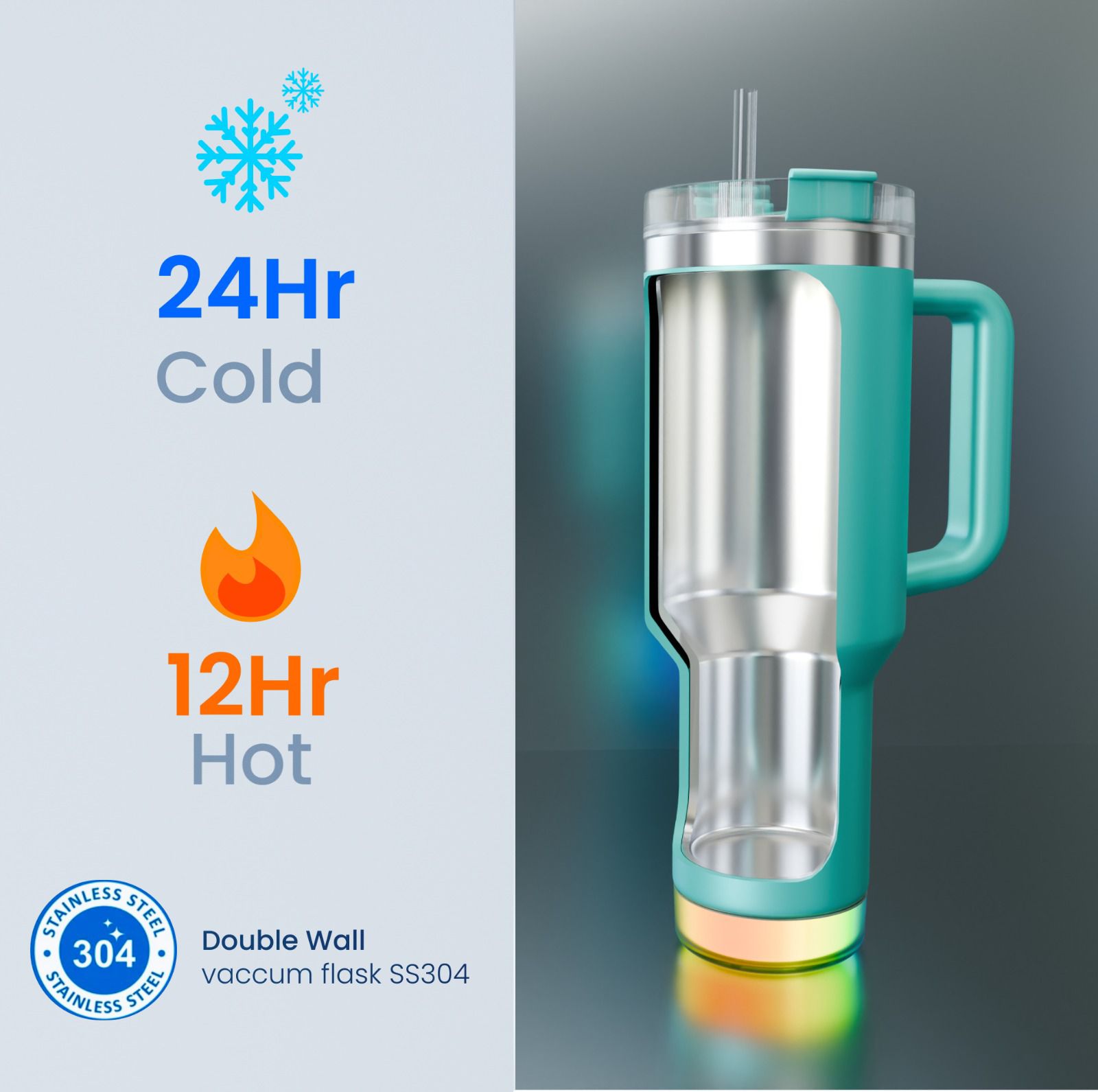 Aquaminder Smart Tumbler with lid and Straw  Nile Cup 1200ml -Blue-1