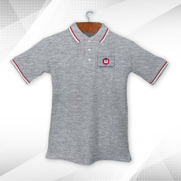 AWG Sport Giza Polo T-shirt for Men Grey Melange – Custom Logo Left Chest & Right Arm-3