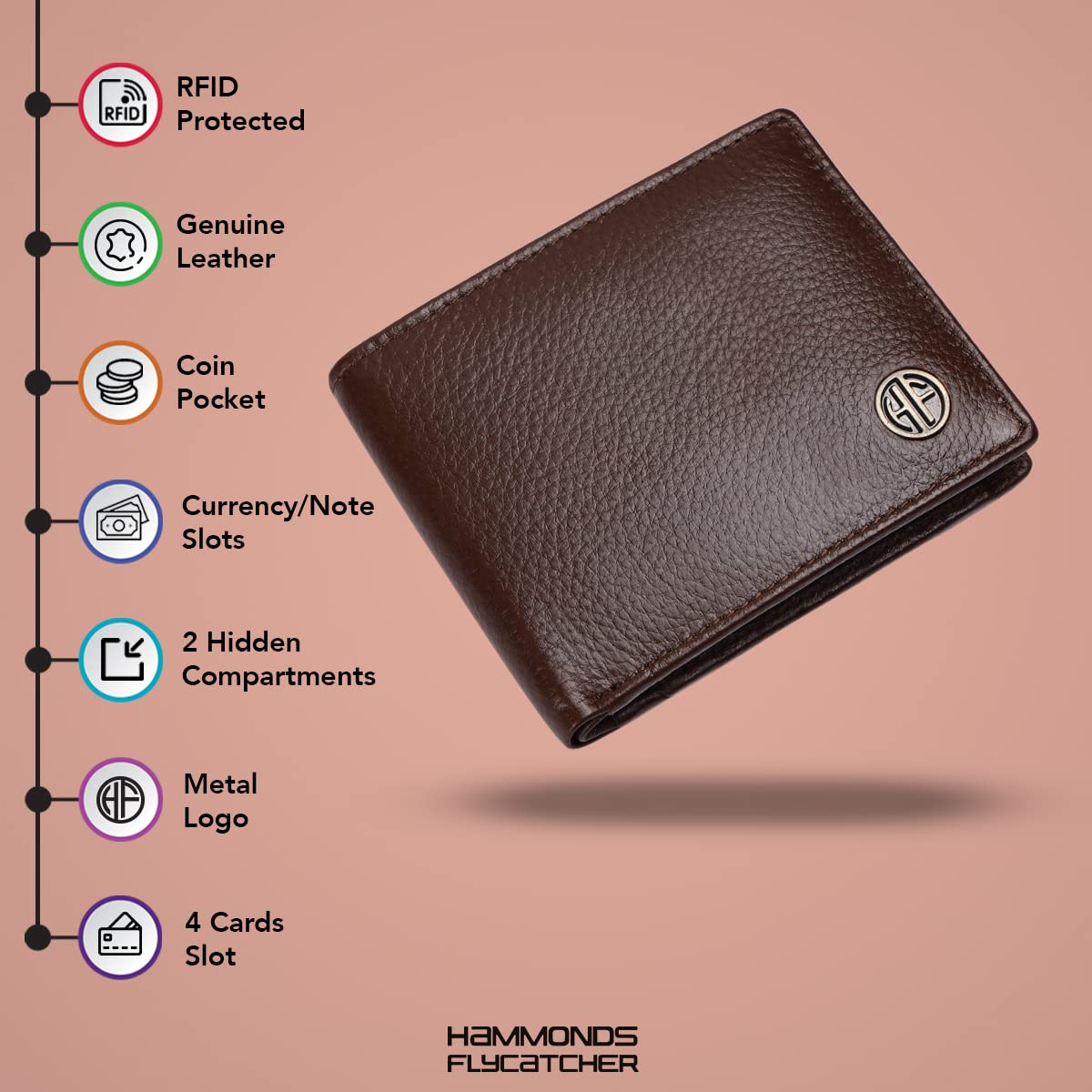 HF Men's Executive Leather Gift Set – Wallet, Keychain & Pen | Premium Corporate Gift (Birchwood Brown)-2