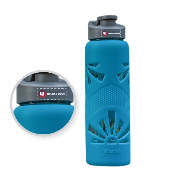 Glasafe Clear Grip Borosilicate Glass Bottle with Silicone Sleeve 750ml (Tranquil Teal)-0