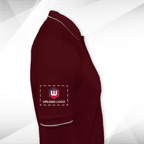 Scott Organic Cotton Polo T-Shirt for Men Maroon with White - Custom Logo Left Chest & Right Arm-1