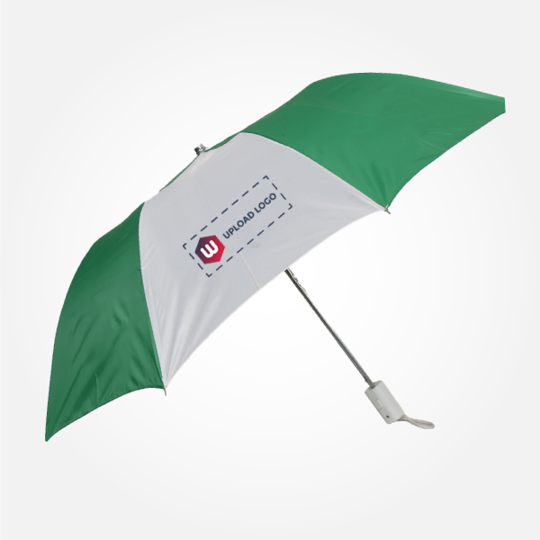 Promotional Umbrella 2 Fold - 21x8 White & Green-0