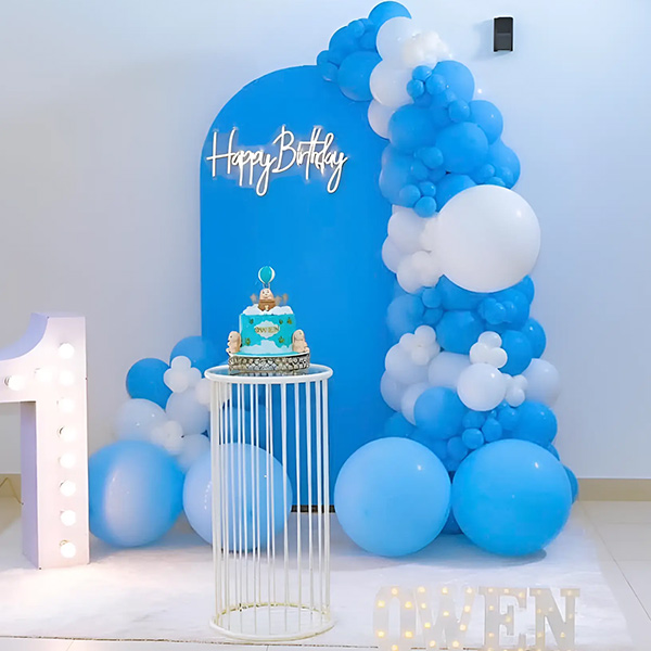 Blue & White First Birthday Décoration-1