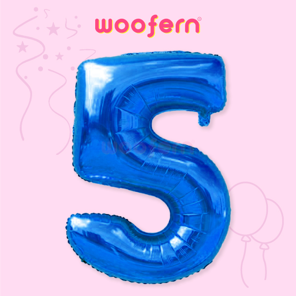 Blue Foil Balloon Number 5 - 16 inch