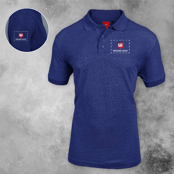 Scott Young Polo T-shirt for Men Navy Blue Melange - Custom Logo Left Chest & Right Arm
