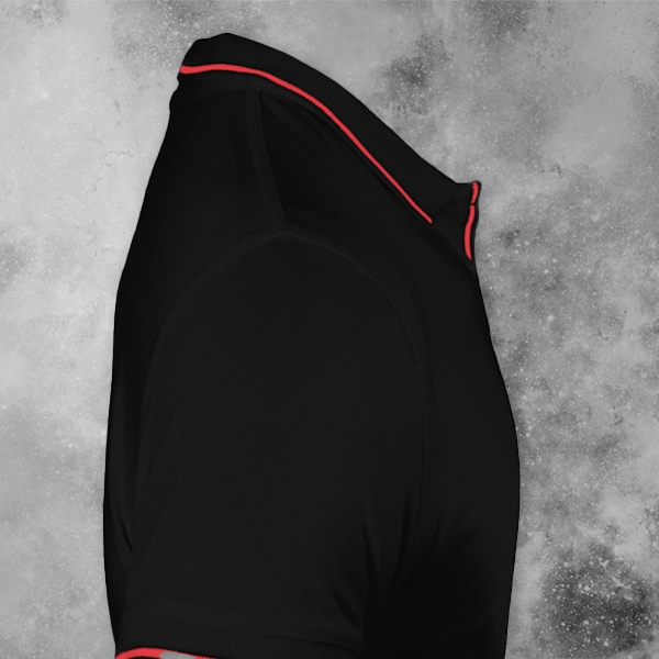 Scott Organic Cotton Polo T-Shirt for Women Black with Red - Custom Logo Left Chest-2