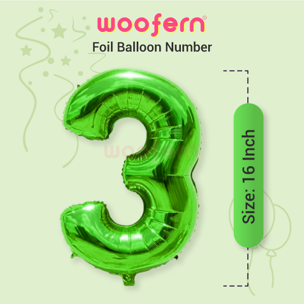 Foil Balloon Number 3 Green 16 inch-2