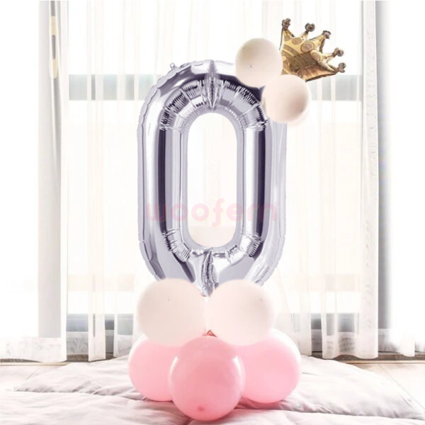 Number 0 Silver Foil Balloon 16 inch-1