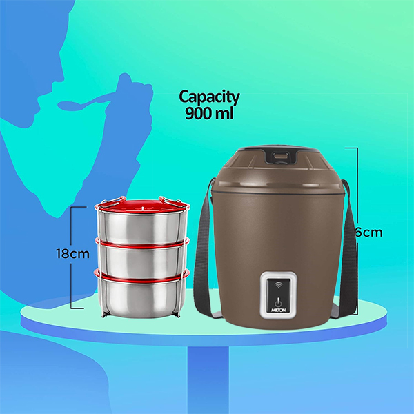 MILTON Smart Electric Tiffin -900ml (Brown)-3