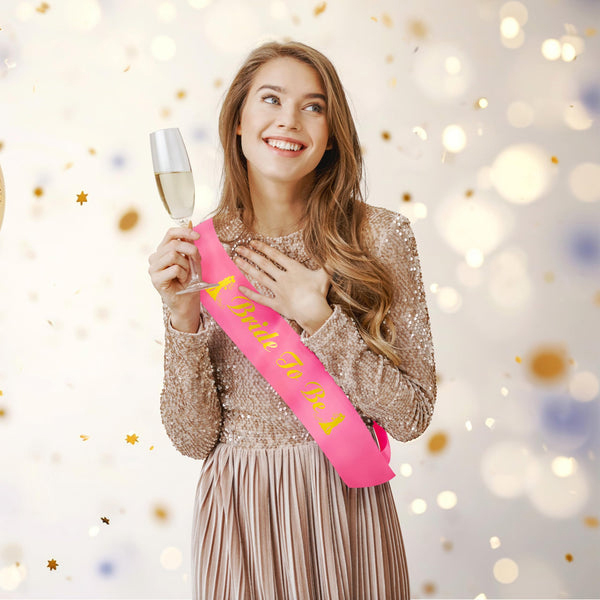 Bride-to-Be Pink and Gold Sash