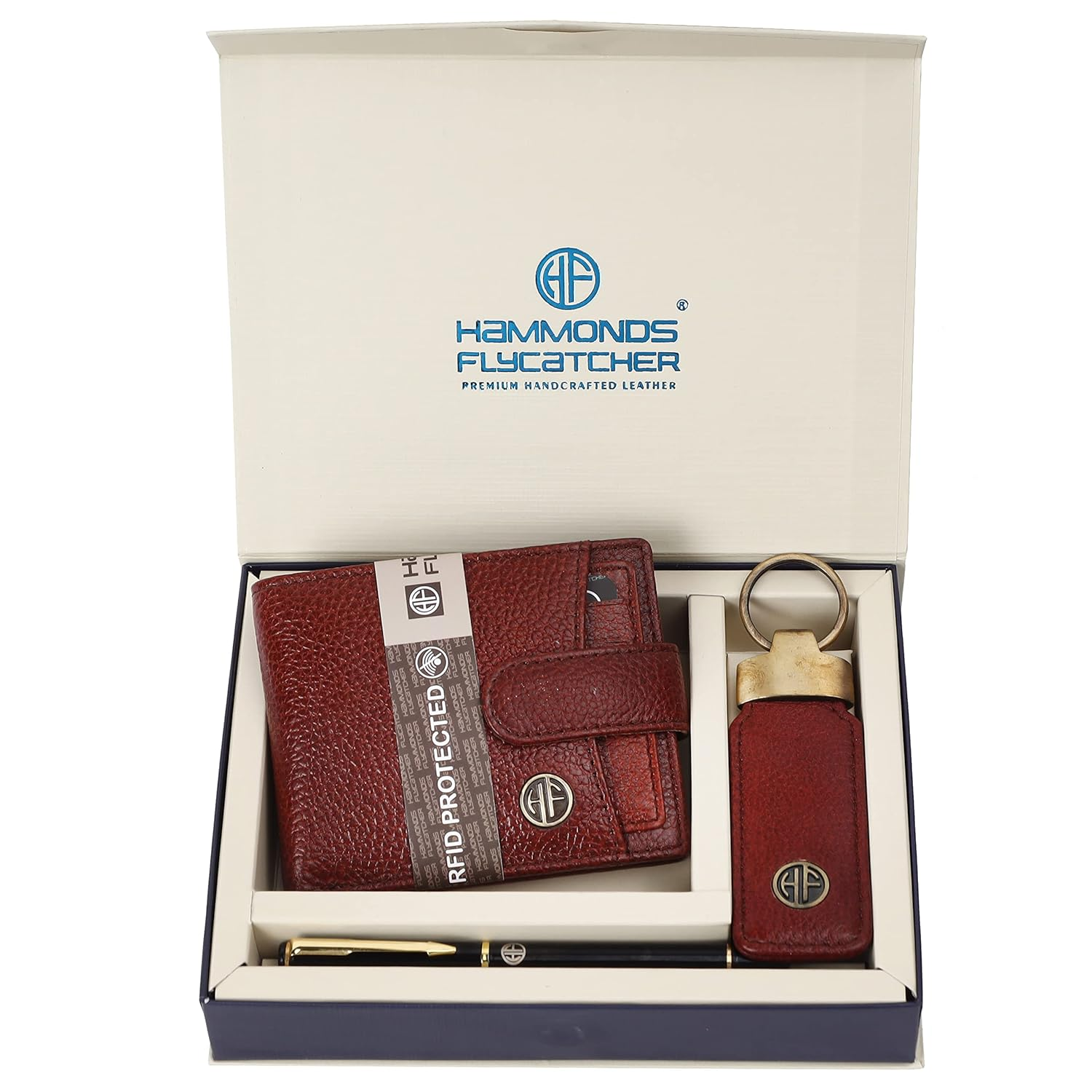 HF Men's Executive Leather Gift Set – Wallet, Keychain & Pen | Premium Corporate Gift (Breeze Brown)-1