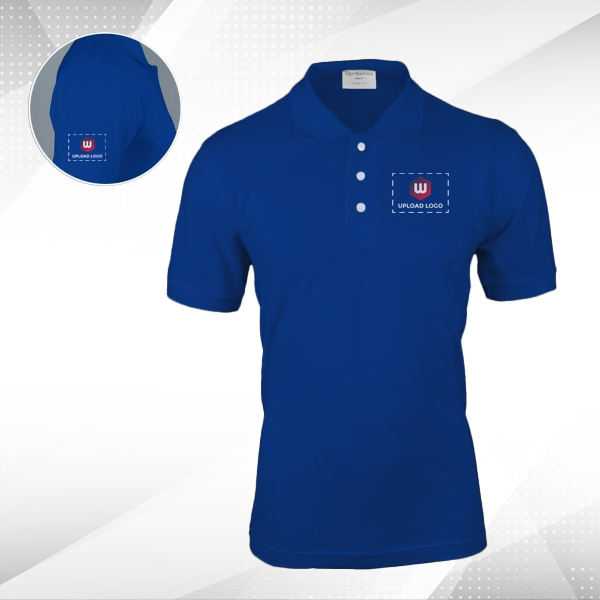 Embroidered Classic Polo T-shirt for Men Royal Blue – Custom Logo Left Chest & Right Arm
