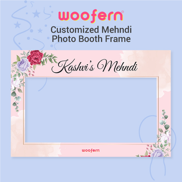 Customized Mehndi Photo Booth Frame – Elegant Floral Design
