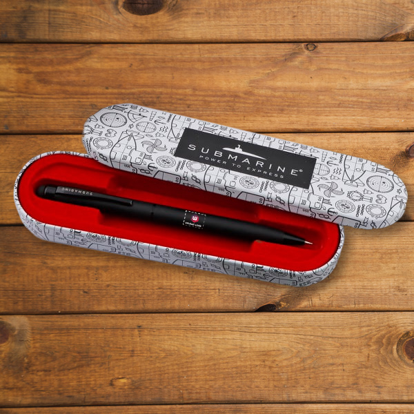 Customized Matte Black Ballpoint Pen & Stylus Combo with Logo-0