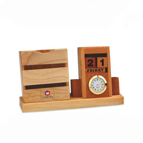Wooden Calendar & Clock Customize Table Top-1