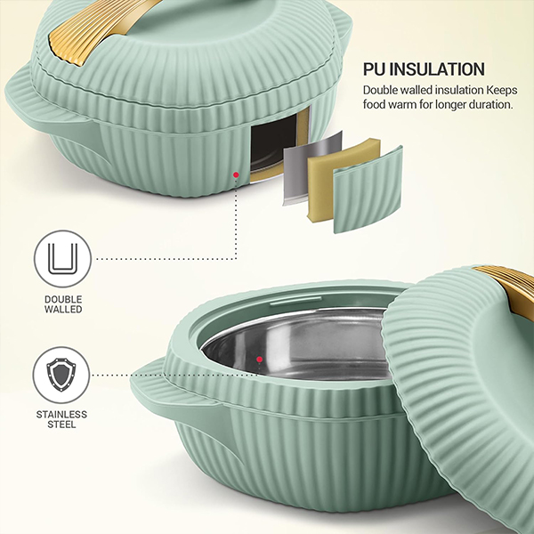 MILTON Oyster Jr. Gift Set PU Insulated Casserole- Set of 3 (500 ml, 1000 ml, 1500 ml) - Light Green-4