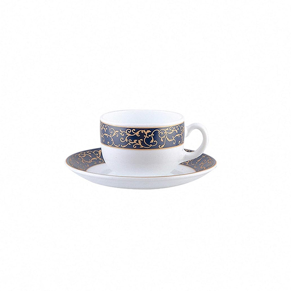 La Opala Diva Sovrana Collection, Opal Glass Cup & Saucer Set 12 pcs, Anassa Blue-White-4