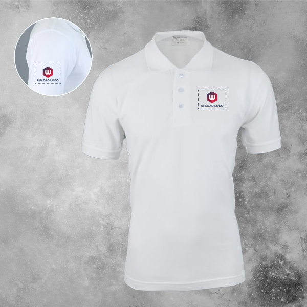 Embroidered Classic Polo T-shirt for Men White – Custom Logo Left Chest & Right Arm