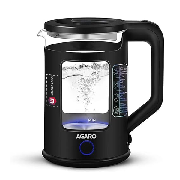 AGARO Galaxy Electric glass Kettle - 1.5L (Black)-0