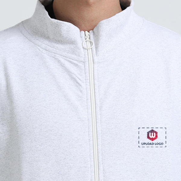 Caslay High Neck Jacket with Custom Logo (White Melange)-6