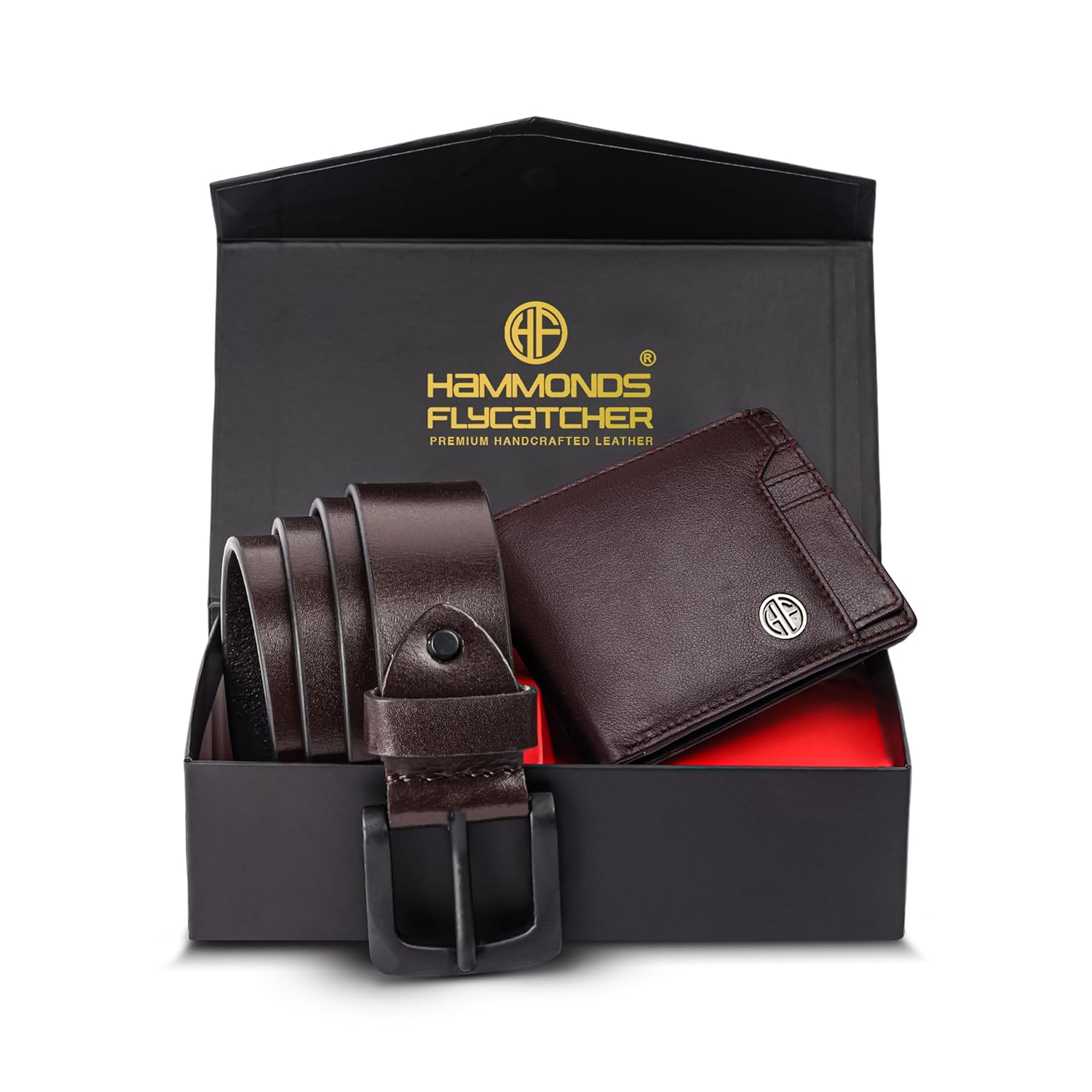 HF Premium Men's Leather Gift Set - Wallet & Belt Combo (Blaze Brown)
