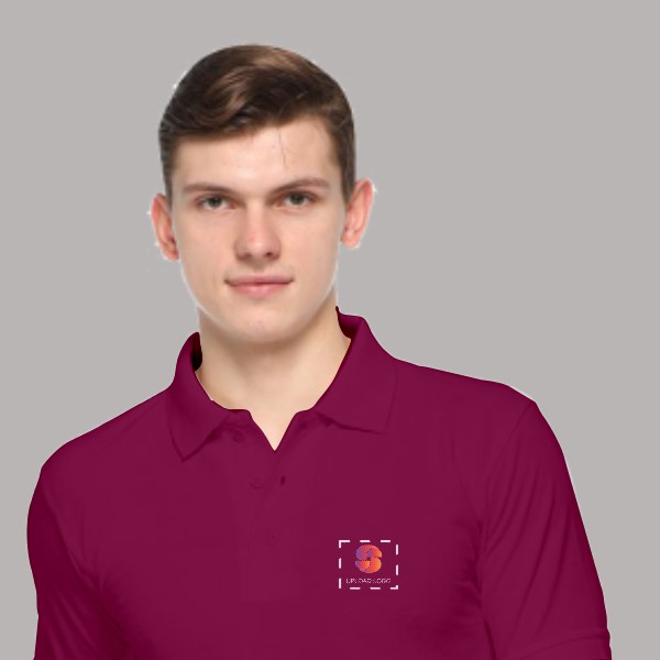 Embroidered FasTees Polo T-shirt for Men (Majenta)-1
