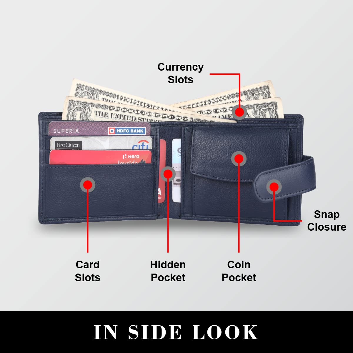 HF Men's Executive Leather Gift Set – Wallet, Keychain & Pen | Premium Corporate Gift (Blue)-3