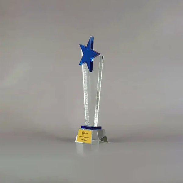 Apices Crystal Trophy - Celebrate Excellence with Dazzling Blue Star-1