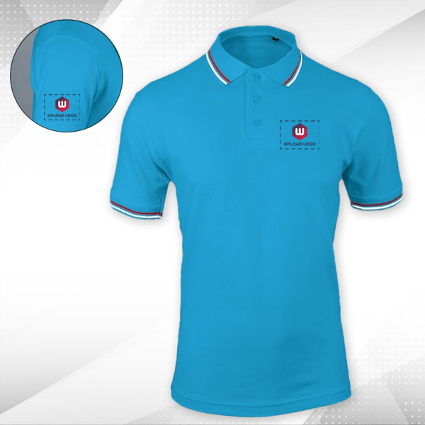 AWG Sport Giza Polo T-shirt for Men Turquoise Blue – Custom Logo Left Chest & Right Arm