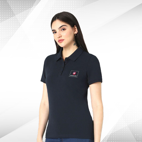 Vero Moda Plain Polo T-Shirt (Navy Blue) - Customized Logo Left Chest