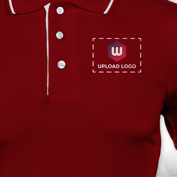 Highline Polo T-shirt for Men Maroon with White  – Custom Logo Left Chest & Right Arm-2