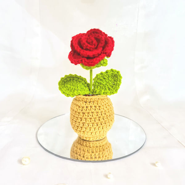 Handcrafted Crochet Red Rose-0