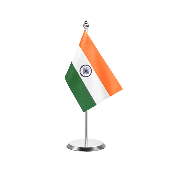 National Table Flag with SS Base & 10 Inch Pole – 4x6 Flag Silk Tricolor for Desk & Décor-0