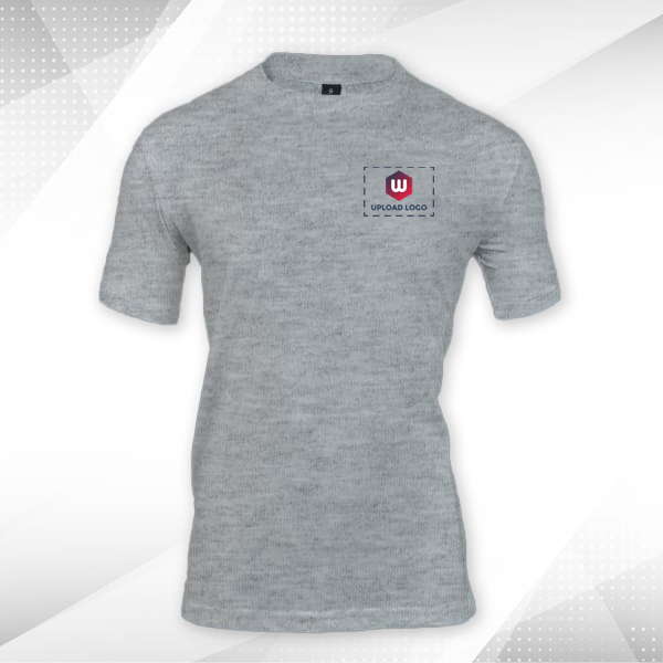 Skinta Fit Half Sleeve Round Neck T-Shirt for Men (Grey Melange) - Custom Logo Left Chest