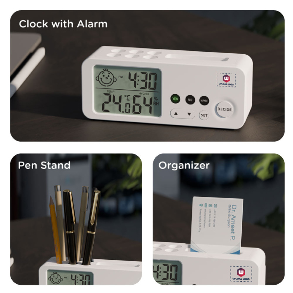 EO Decider Multifunctional Digital Clock - White-2