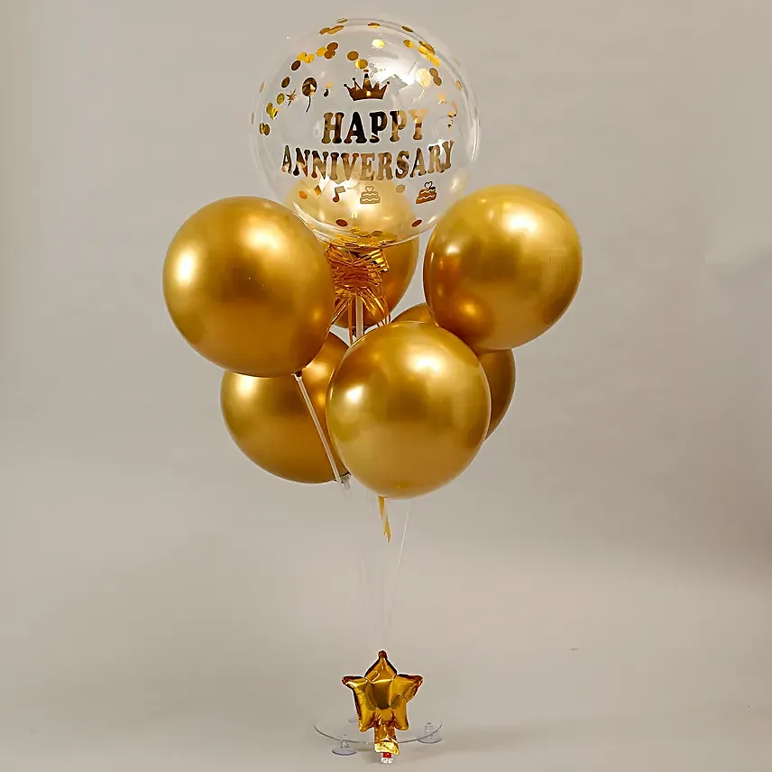 Anniversary Golden transparent Balloon Bouquet