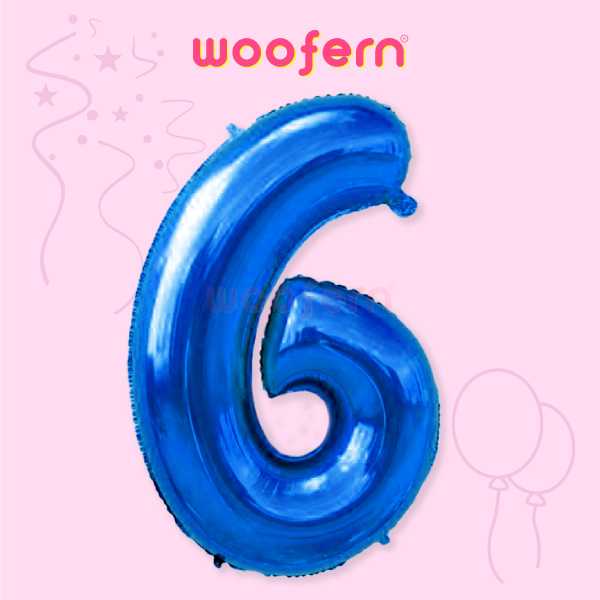 Blue Foil Balloon Number 6 - 16 inch