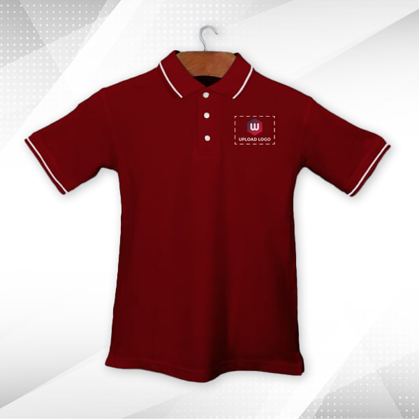 Highline Polo T-shirt for Men Maroon with White  – Custom Logo Left Chest & Right Arm-3