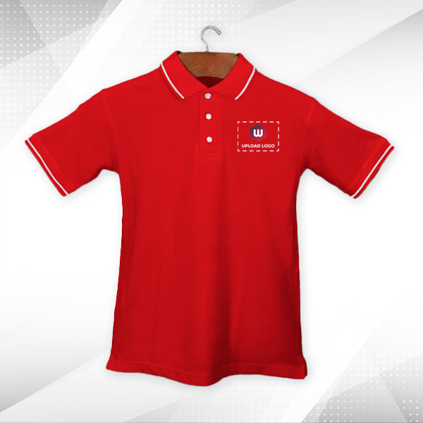 Highline Polo T-shirt for Men Red with White – Custom Logo Left Chest & Right Arm-3