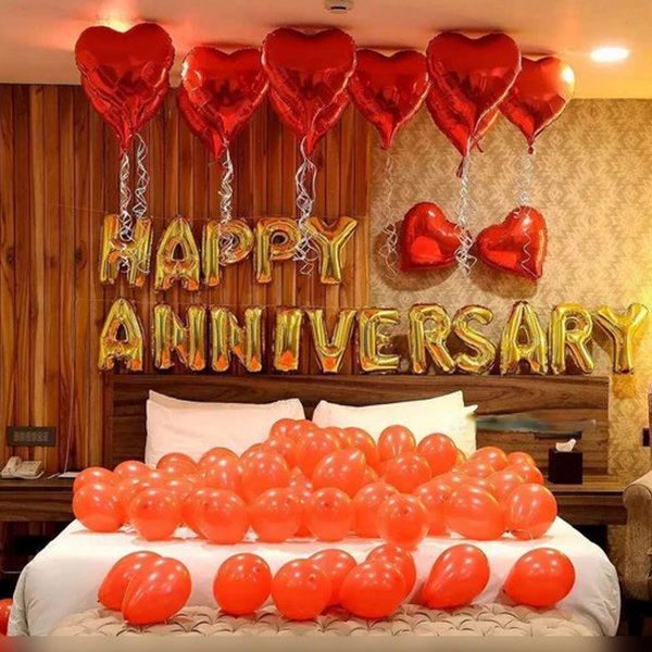 Red and Golden Happy Anniversary Decoration