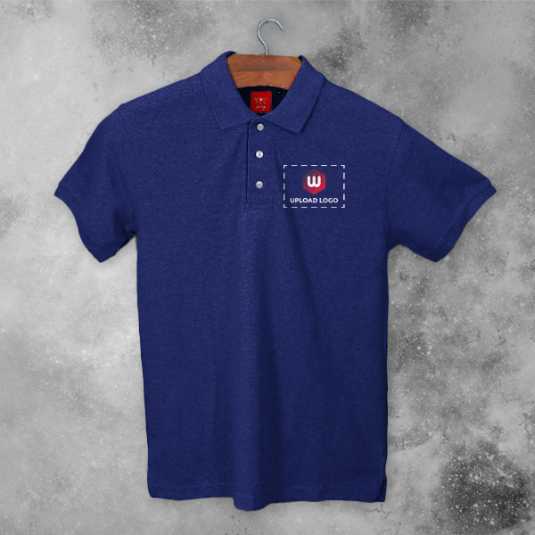 Scott Young Polo T-shirt for Men Navy Blue Melange - Custom Logo Left Chest & Right Arm-3