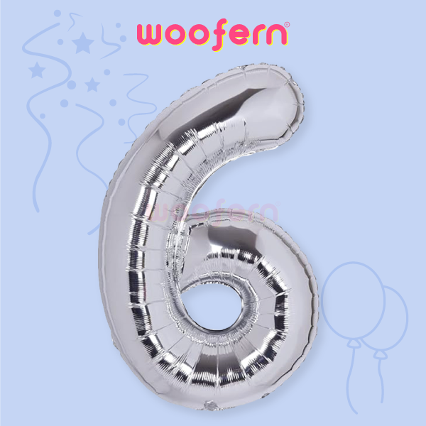Number 6 Silver Foil Balloon 16 inch